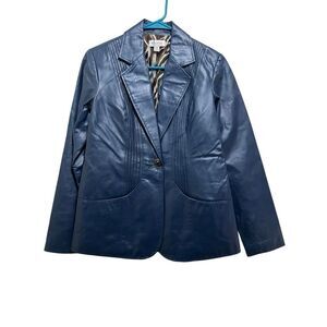D & Co Denim & Co Jacket Leather Blue XXS